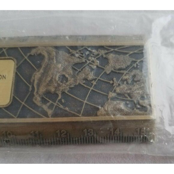 Advertising Brass/Bronze 6" Ruler "A World of Thanks"  National Bank Washington - Picture 4 of 5